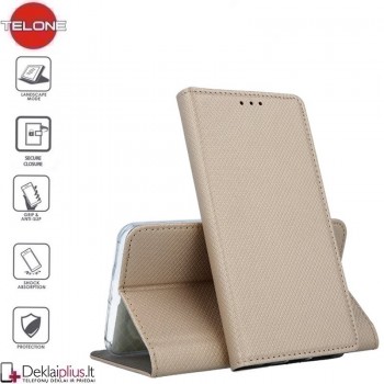 Telone smart magnet atverčiamas dėklas - auksinės spalvos (Huawei Y5P)